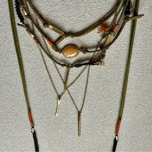 Free People Boho Cascading Choker Necklace with Gold Accents